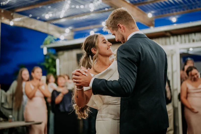 Bride and groom during their first dance at The Homestead Berry during their South Coast wedding